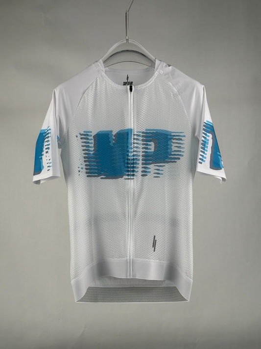 SWPERIIOR|WHITE W. BLUE AND GREY LOGO UL JERSEY